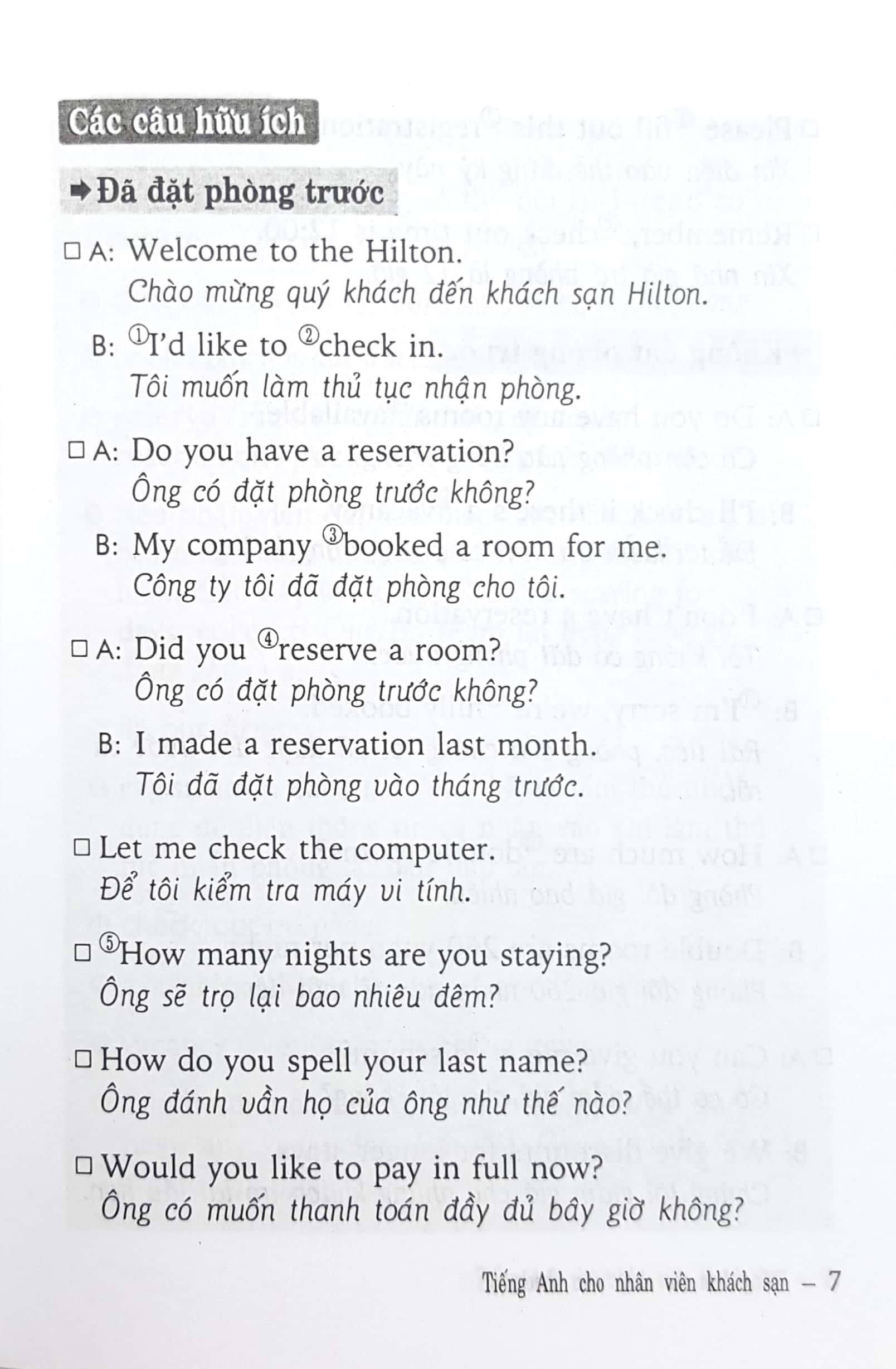 Tiếng Anh Cho Nhân Viên Khách Sạn - Sách Bỏ Túi