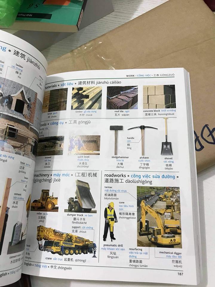 Combo 2 sách Từ điển hình ảnh Tam Ngữ Trung Anh Việt – Visual English Vietnamese Chinese Trilingual Dictionary +Bài tập luyện dịch tiếng ứng dụng (Sơ -Trung cấp, Giao tiếp HSK có mp3 nghe, có đáp án)+DVD tài liệu