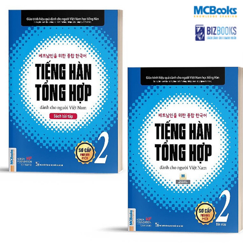 Combo Tiếng Hàn tổng hợp dành cho người Việt Nam sơ cấp 2 ( Sách giáo trình + sách bài tập) bản 1 màu