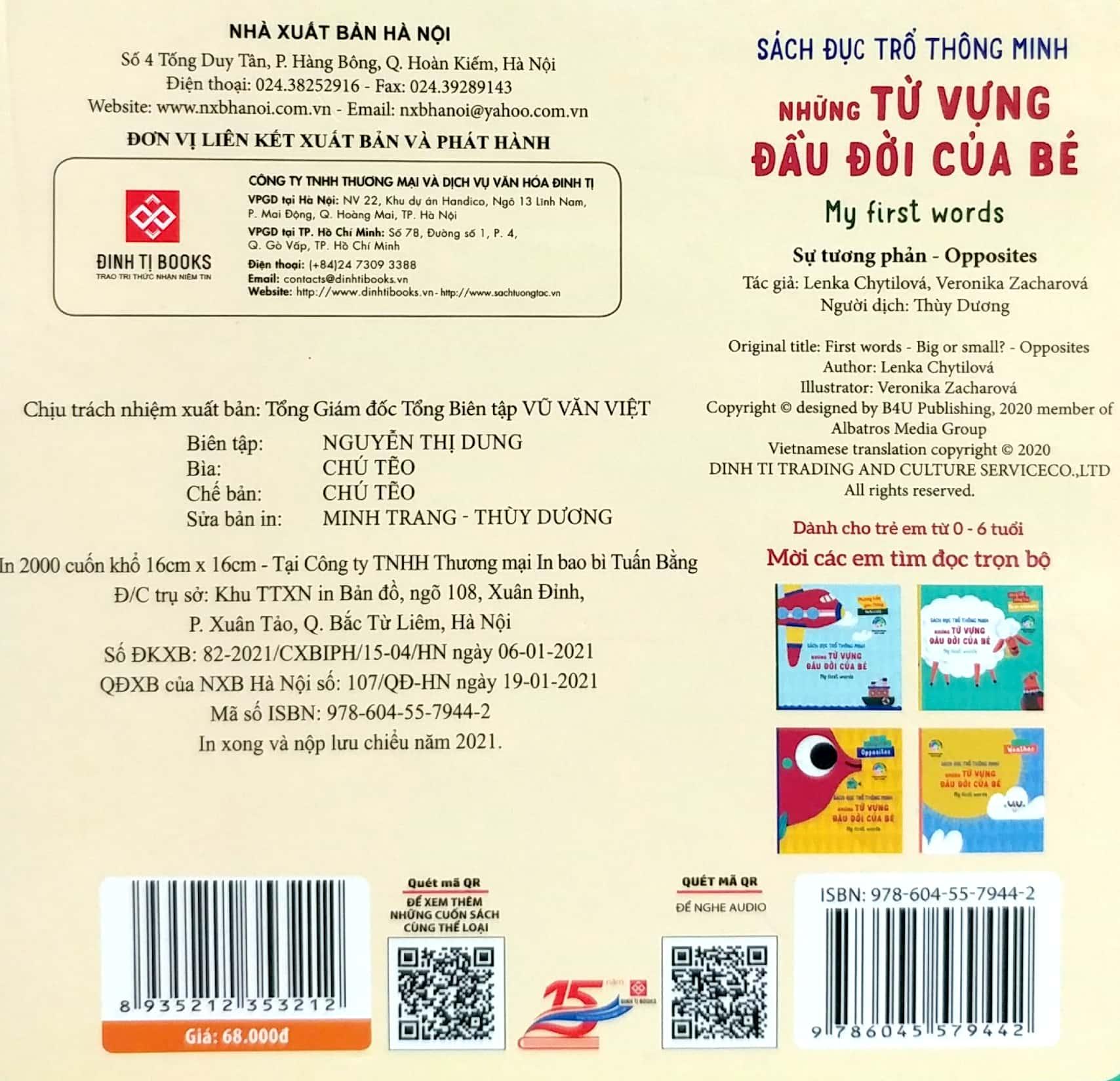 Sách Đục Trổ Thông Minh - Những Từ Vựng Đầu Đời Của Bé - My First Words - Sự Tương Phản - Opposites