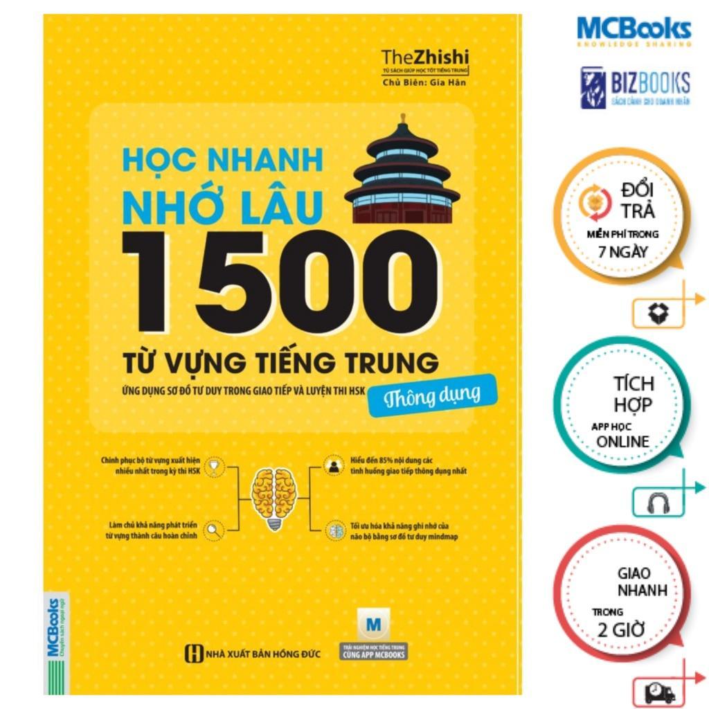 Sách - Học Nhanh Nhớ Lâu 1500 Từ Vựng Tiếng Trung Thông Dụng + Học Nhanh Nhớ Lâu Ngữ Pháp Tiếng Trung Thông Dụng - MCBooks