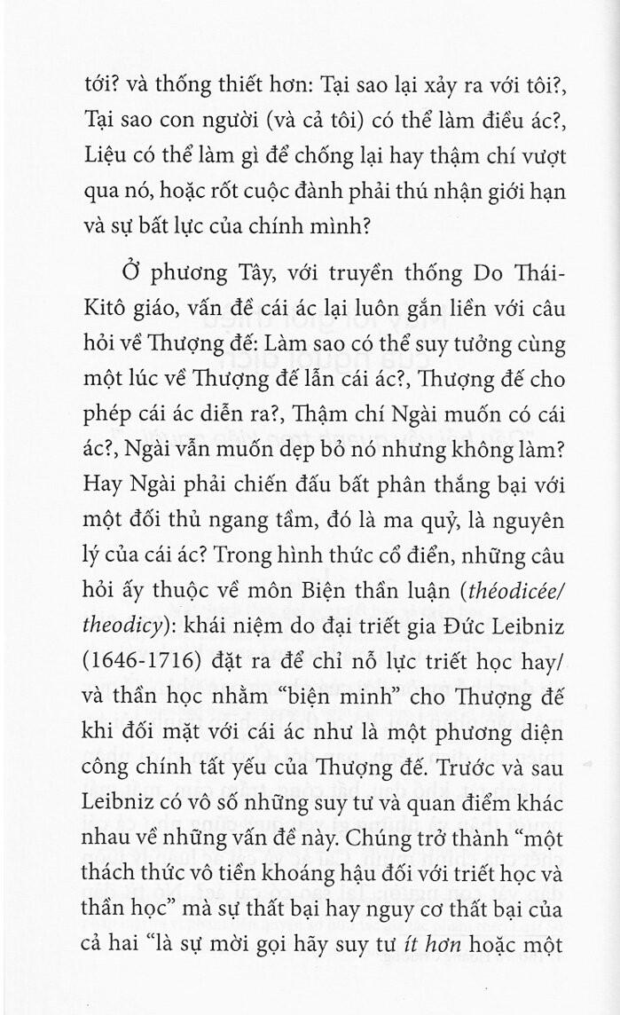 Cái Ác - Một Thách Thức Đối Với Tiết Học Và Thần Học