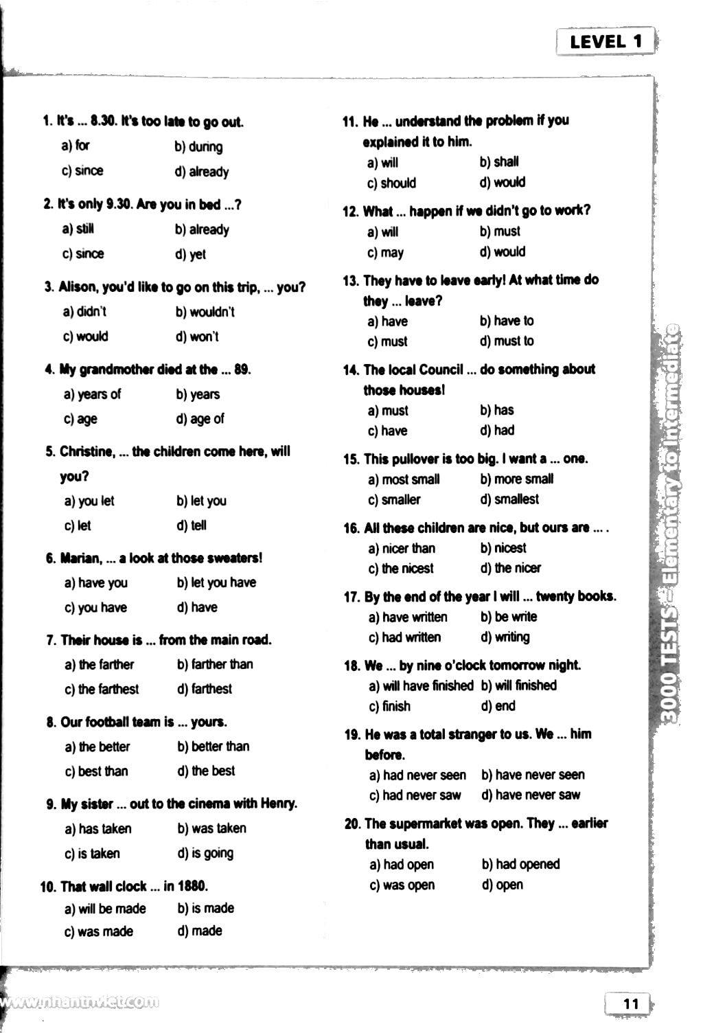 3000 Tests Elementary To Intermediate (Không CD)