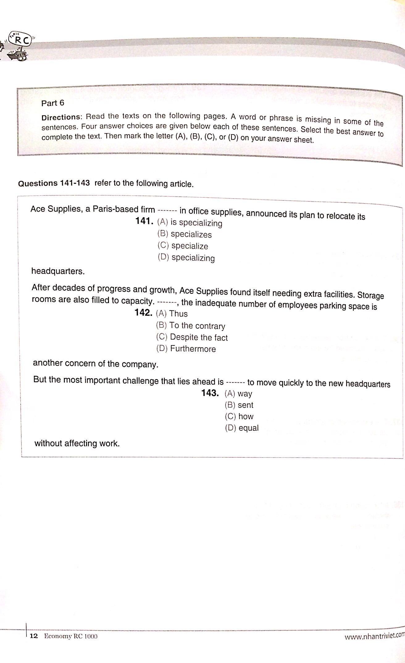 Economy TOEIC RC1000 Volume 1