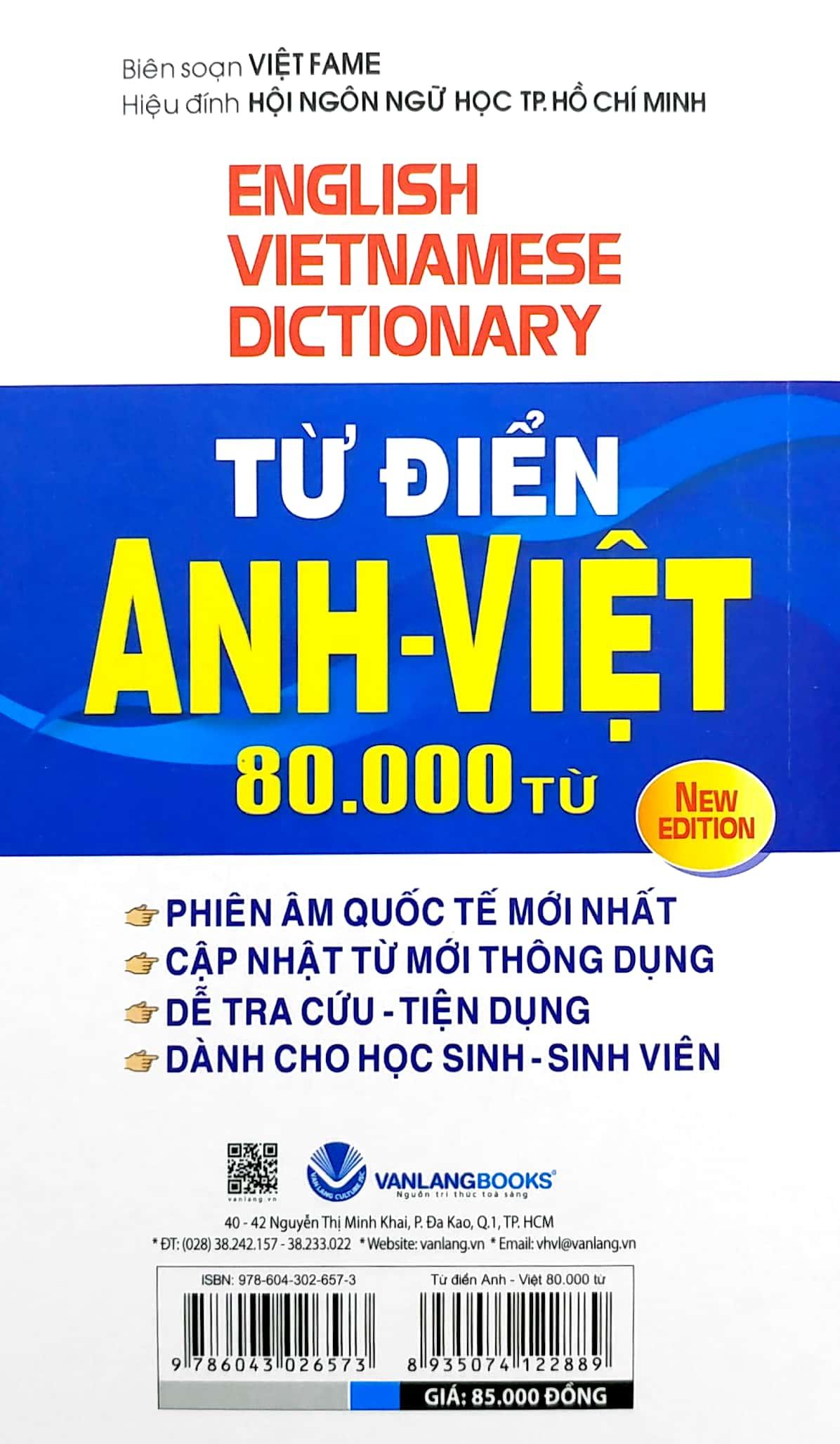 Từ Điển Anh - Việt 80.000 Từ (Tái Bản)