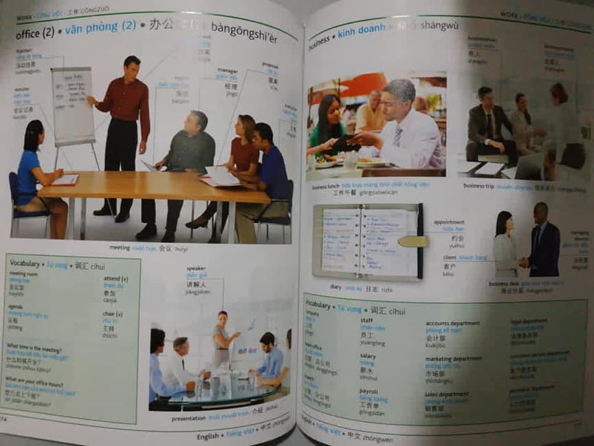 Combo 2 sách Từ điển hình ảnh Tam Ngữ Trung Anh Việt – Visual English Vietnamese Chinese Trilingual Dictionary +Hack nhanh kỹ năng nghe tiếng Trung+DVD tài liệu