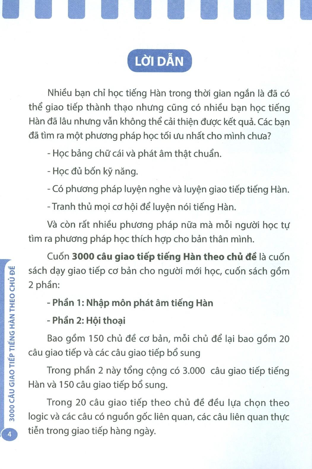 3000 Câu Giao Tiếp Tiếng Hàn Theo Chủ Đề (Sách Bản Quyền)