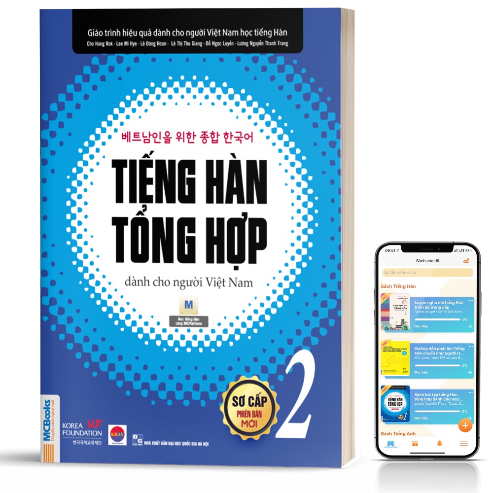 Combo Tiếng Hàn tổng hợp dành cho người Việt Nam sơ cấp 2 ( Sách giáo trình + sách bài tập) bản 1 màu