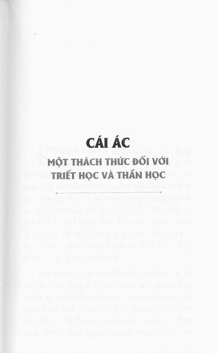 Cái Ác - Một Thách Thức Đối Với Tiết Học Và Thần Học