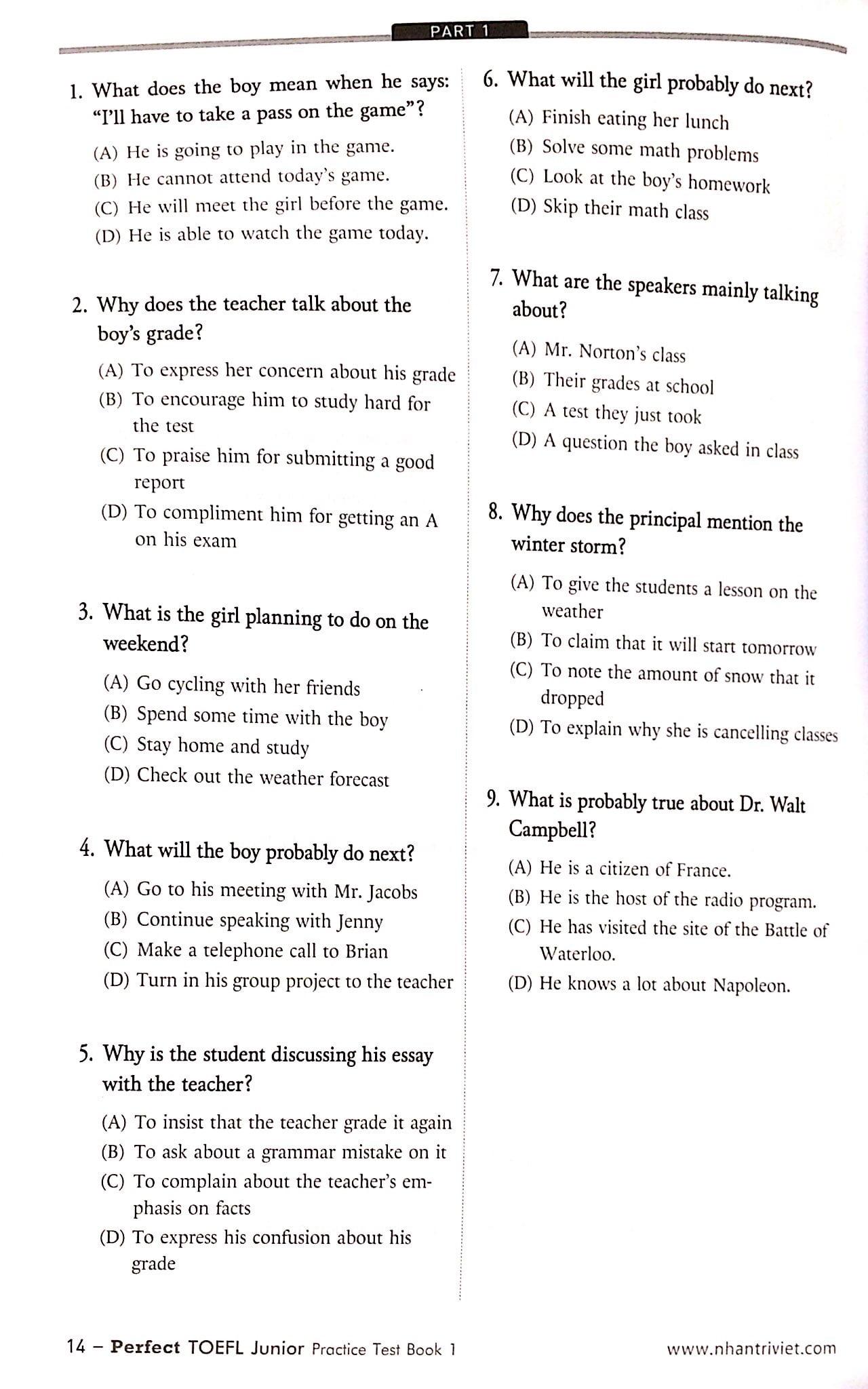 Perfect Toefl Junior Book 1 (Kèm CD)