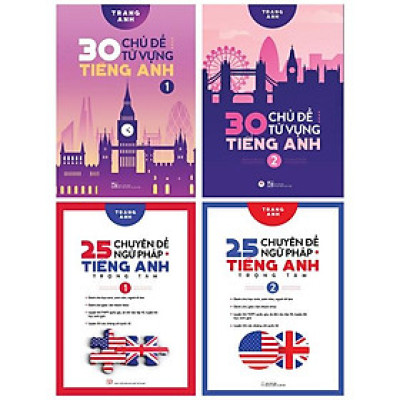 Combo  4 cuốn Sách Tự Trau Dồi Tiếng Anh Thành Thạo Như Người Bản Xứ: 30 Chủ Đề Từ Vựng Tiếng Anh + 25 Chuyên Đề Ngữ Pháp Tiếng Anh Trọng Tâm (Bộ 4 Cuốn)