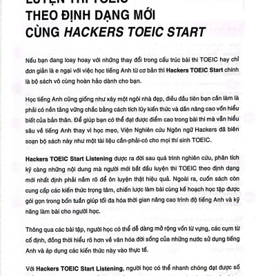 Hackers Toeic Start Listening - 30 Phút Tự Học Toeic Mỗi Ngày