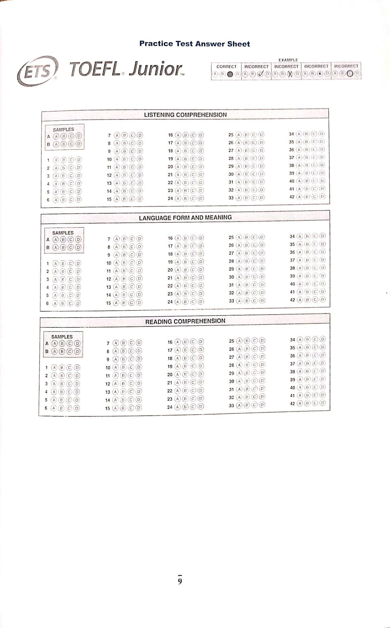 Practice Test for the Toefl Junior Standard Test