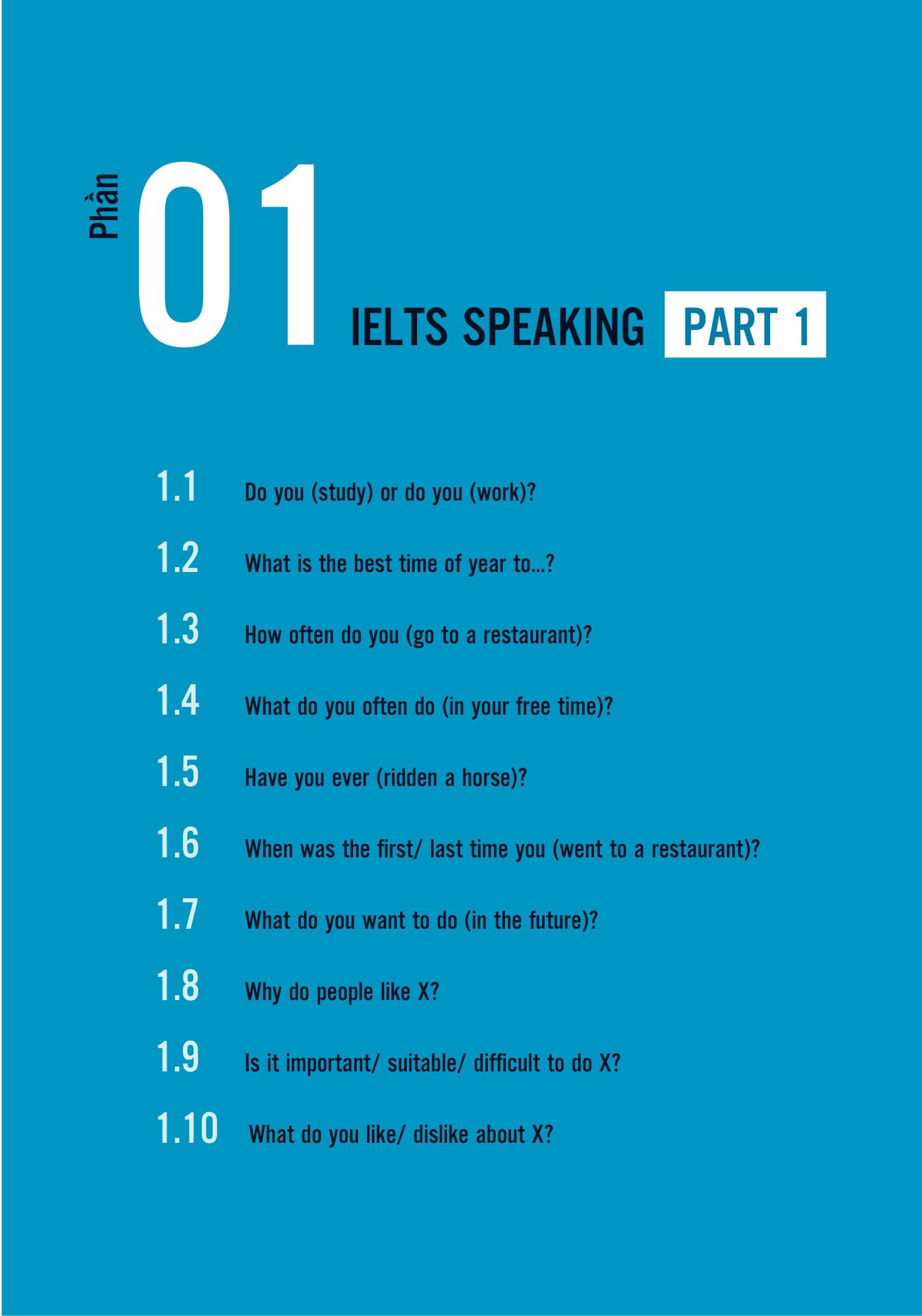 IELTS Key Speaking - Công Thức Học Nhanh IELTS - Speaking Part 1, 2, 3