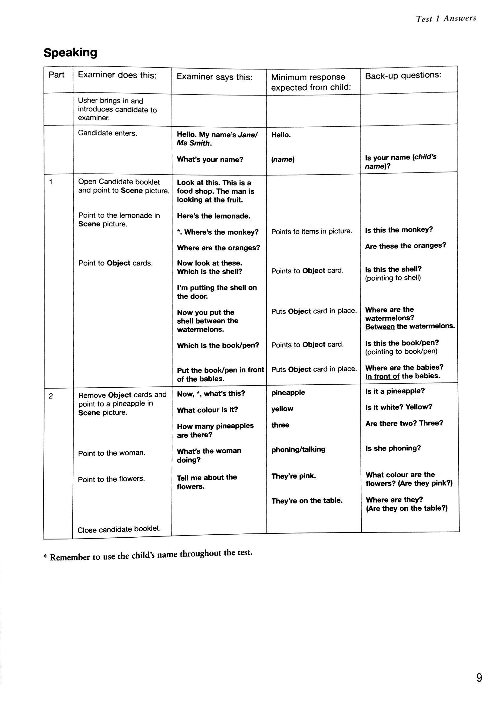 Cambridge English Starters 1 for Revised Exam from 2018 Ans Booklet