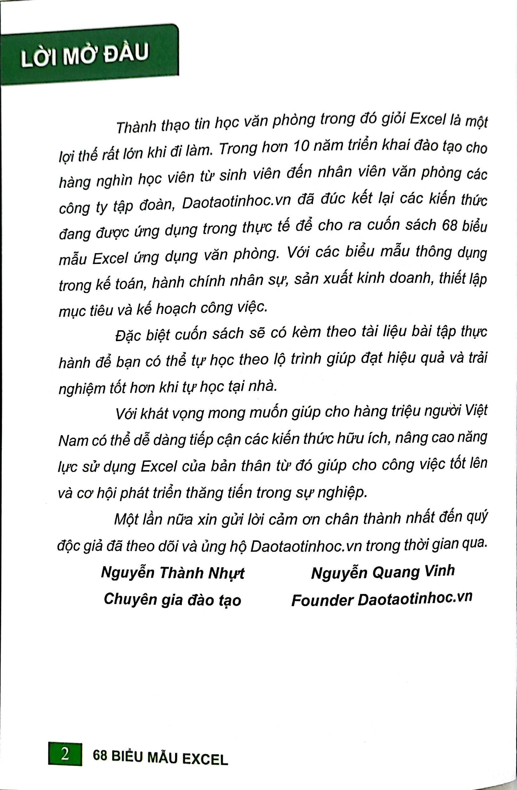 Sách - 68 Biểu Mẫu Excel Ứng Dụng Văn Phòng