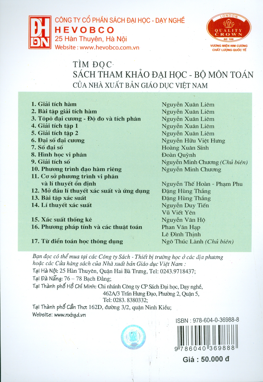 Bài Tập Toán Học Cao Cấp - Tập Hai: Phép Tính Giải Tích Một Biến Số (Tái bản lần thứ mười bảy, năm 2023)
