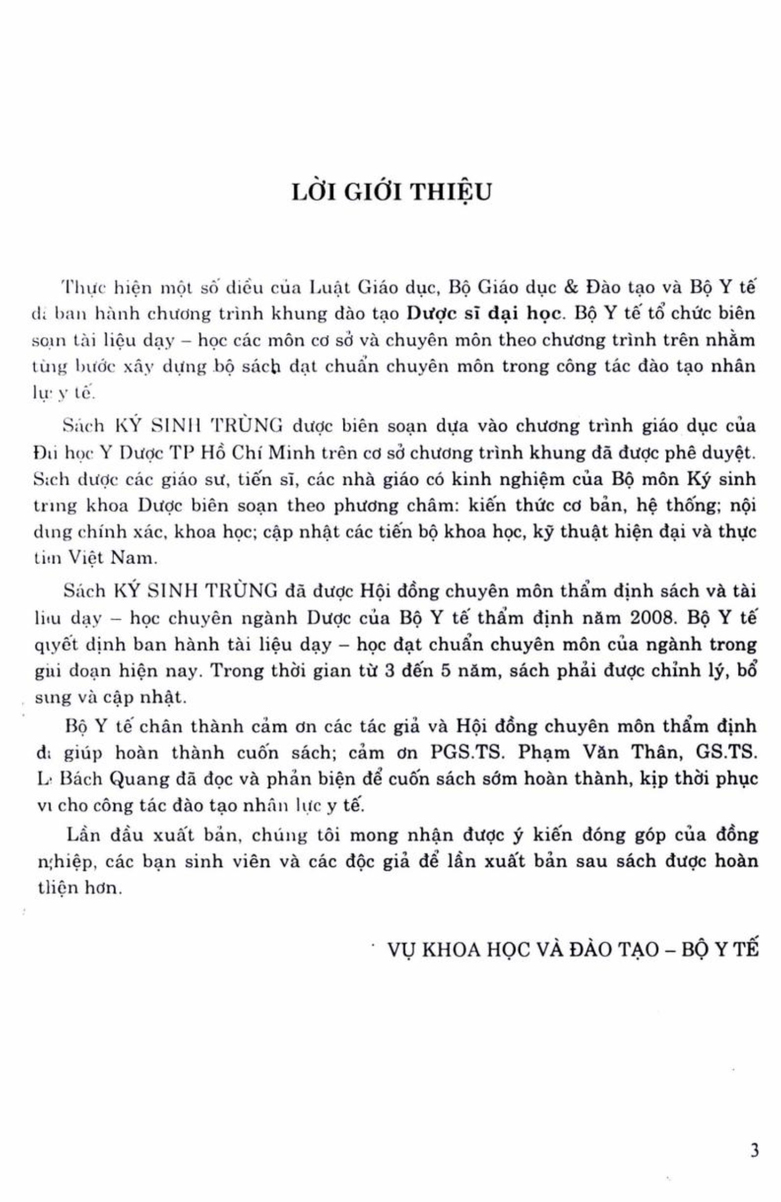 Ký sinh trùng (dùng cho đào tạo dược sĩ đại học)