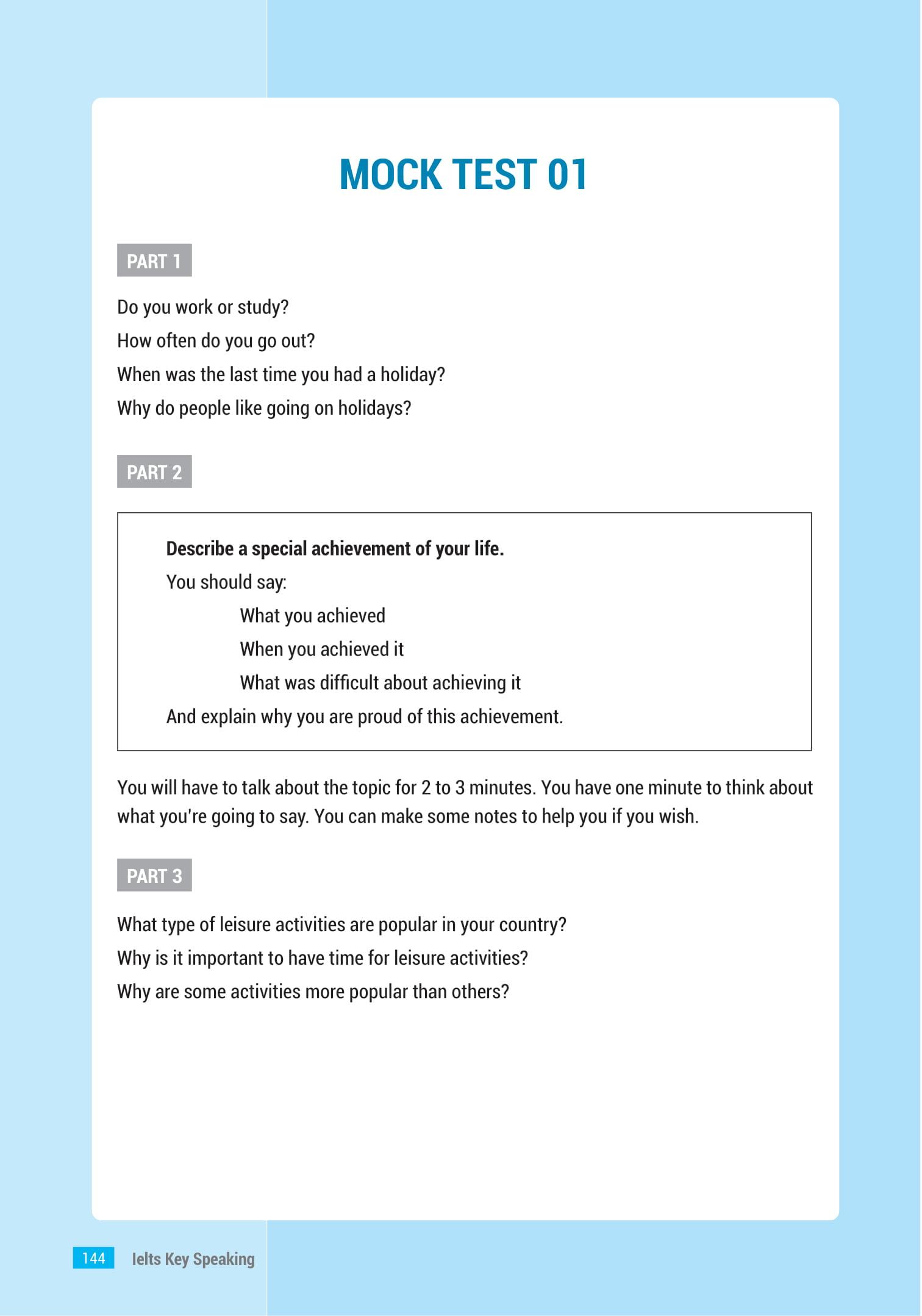 IELTS Key Speaking - Công Thức Học Nhanh IELTS - Speaking Part 1, 2, 3