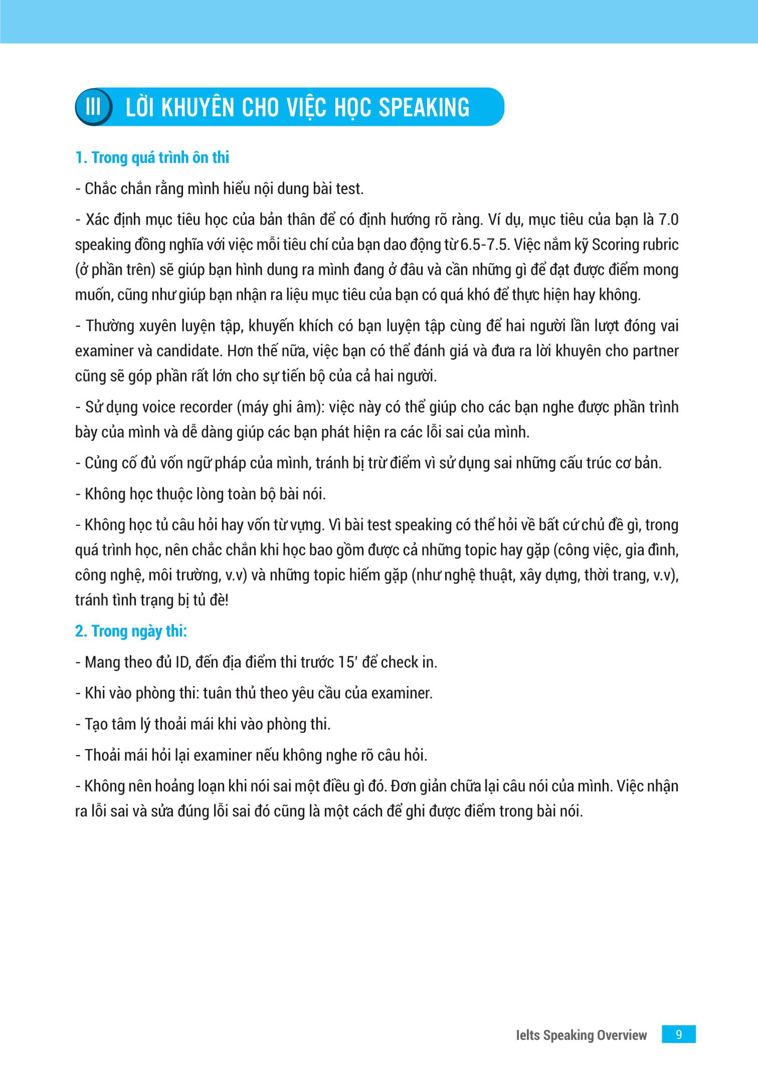 IELTS Key Speaking - Công Thức Học Nhanh IELTS - Speaking Part 1, 2, 3