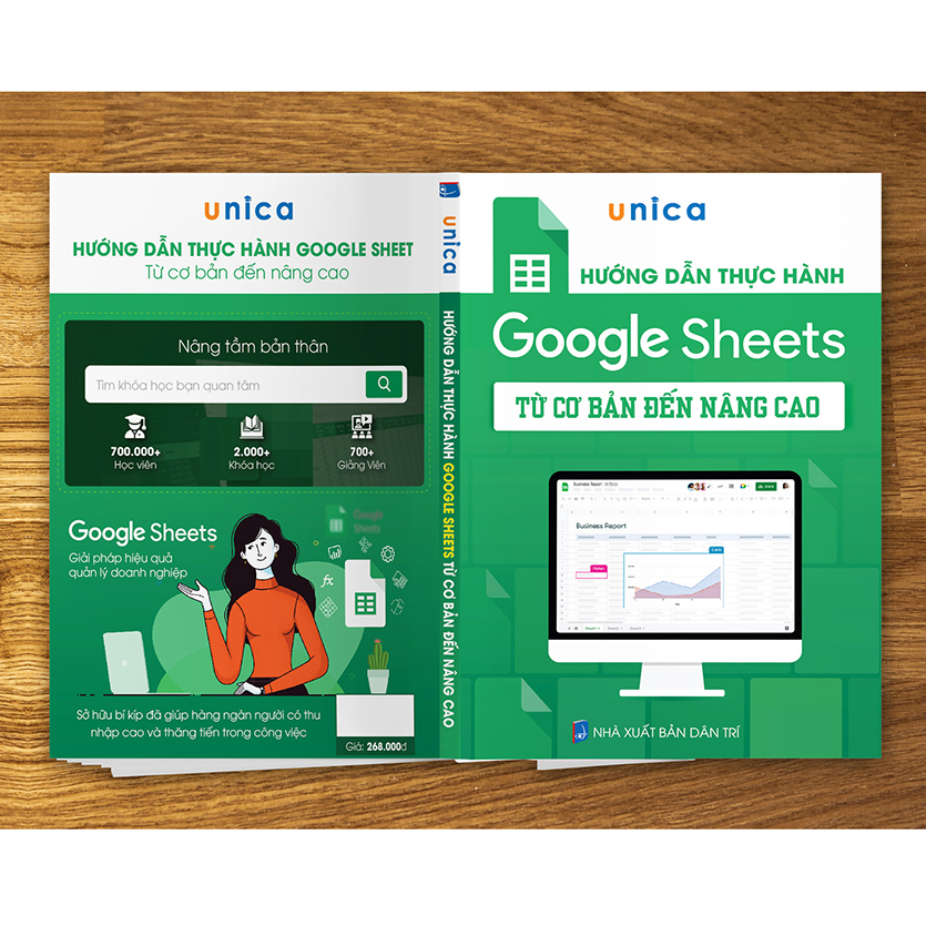 Combo 4 Sách Word - Excel - Powerpoint - Google Sheets Unica từ cơ bản đến nâng cao kèm video bài giảng