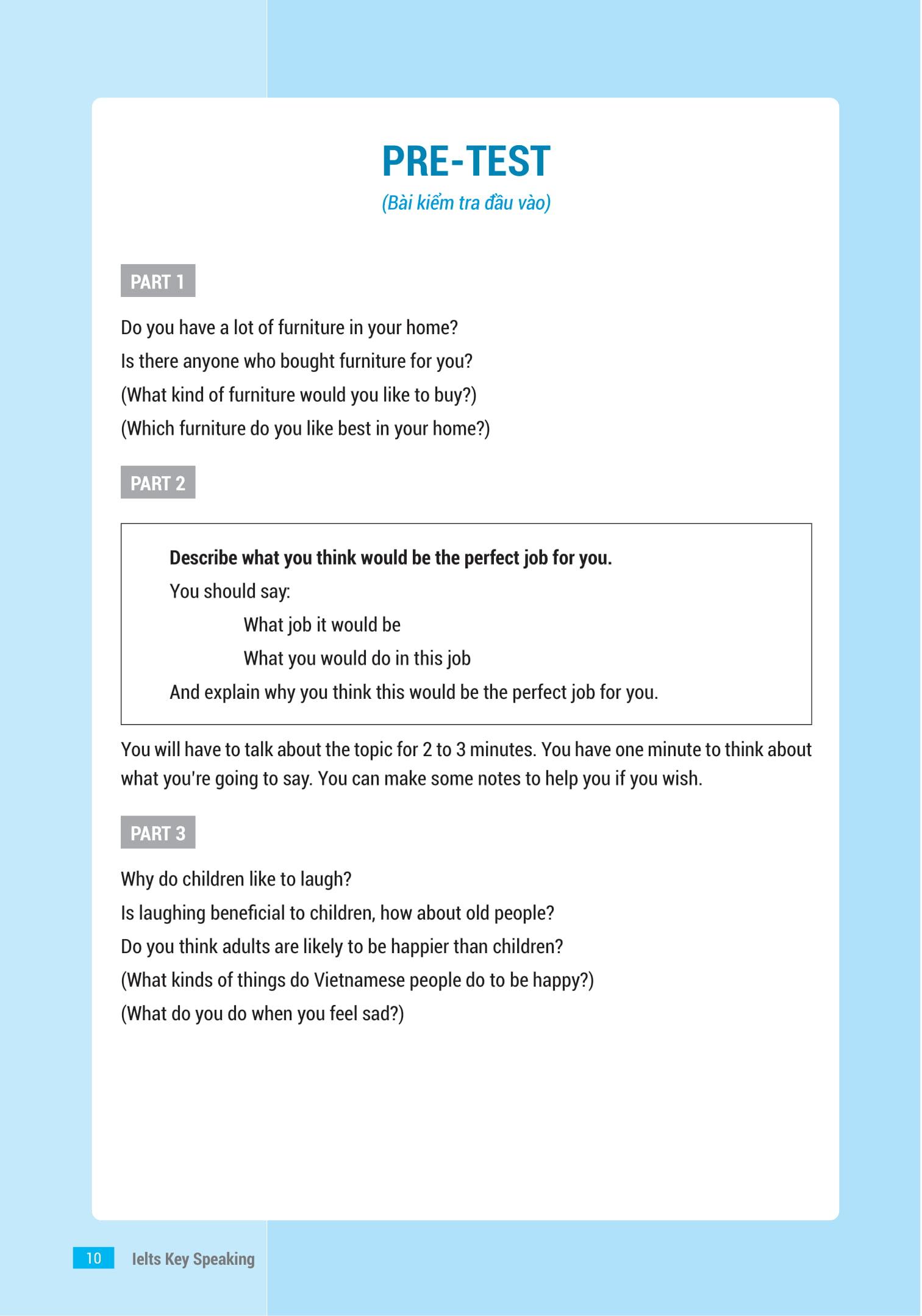 IELTS Key Speaking - Công Thức Học Nhanh IELTS - Speaking Part 1, 2, 3