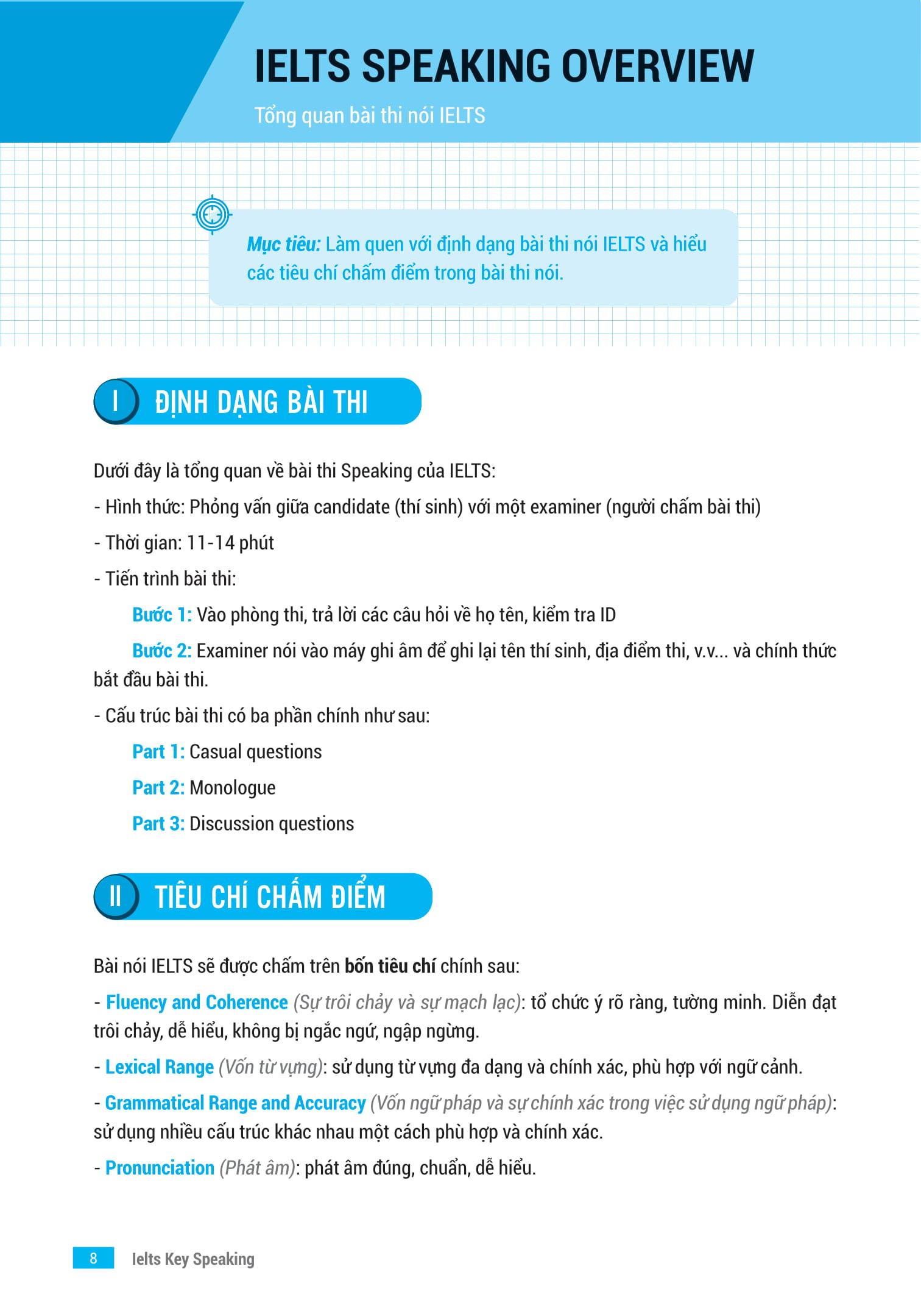 IELTS Key Speaking - Công Thức Học Nhanh IELTS - Speaking Part 1, 2, 3
