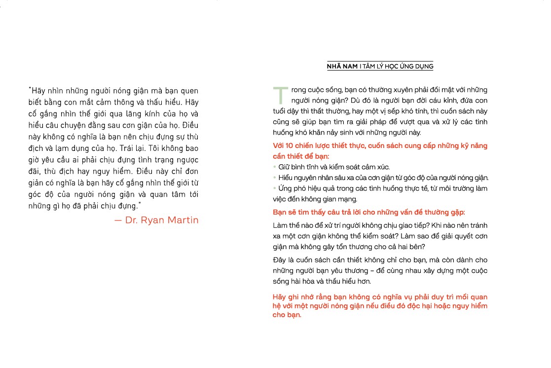 Sách - Thu phục người nóng giận (Dr.Ryan Martin) (Nhã Nam Official)