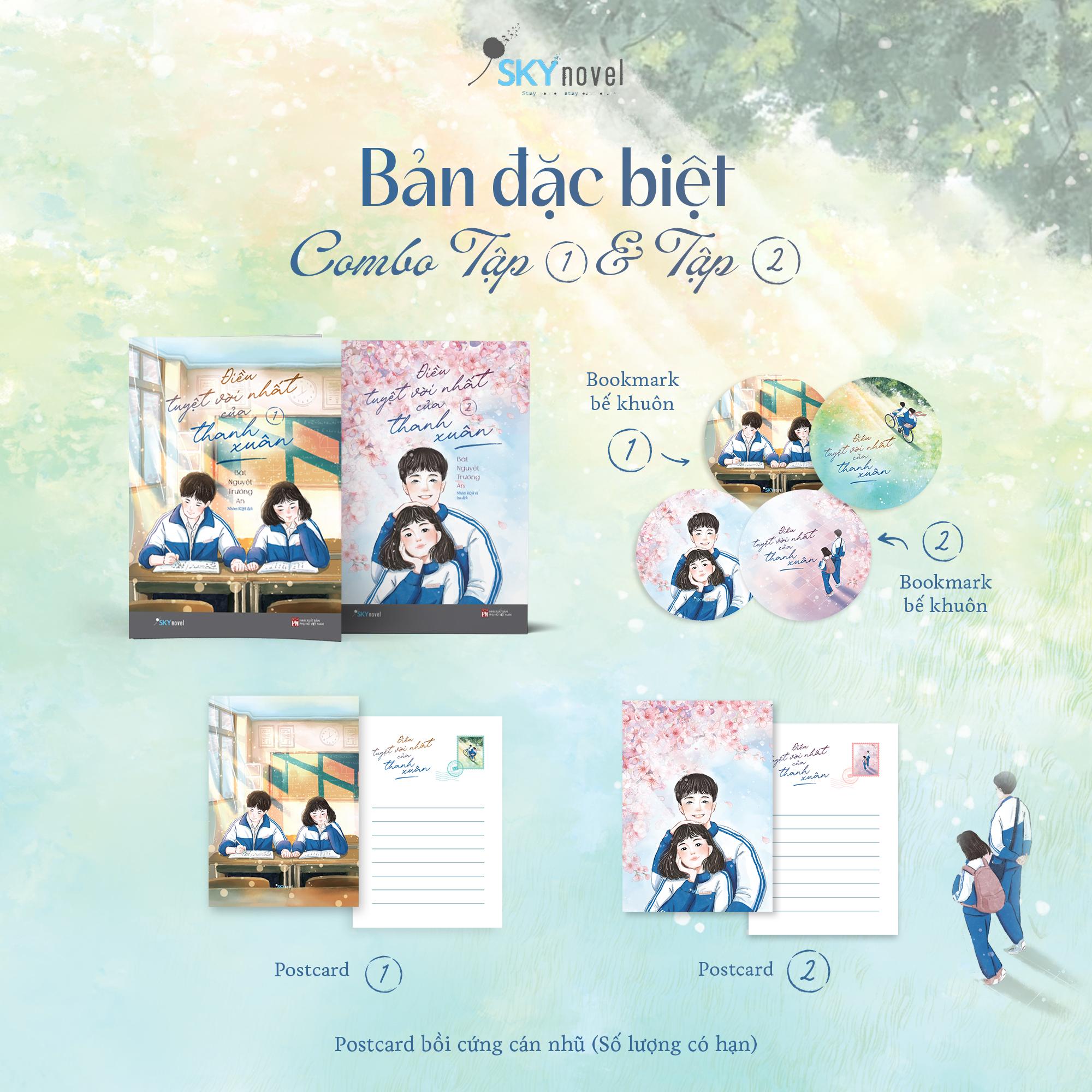 Sách - Bộ Sách Điều Tuyệt Vời Nhất Của Thanh Xuân - Tập 1 + Tập 2 (Bộ 2 Cuốn) - Bản Đặc Biệt - Tặng Kèm 2 Bookmark Bế Khuôn Tròn + 2 Postcard Bồi Cứng Màn Nhũ