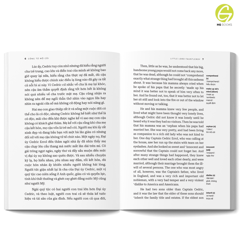 Sách song ngữ Công Tử Mồ Côi - Little Lord Fauntleroy – Tiểu thuyết kinh điển có note từ vựng kèm file nghe