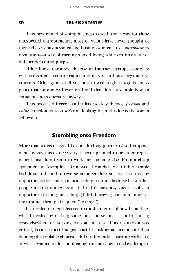 The $100 Startup : Fire Your Boss, Do What You Love and Work Better To Live More