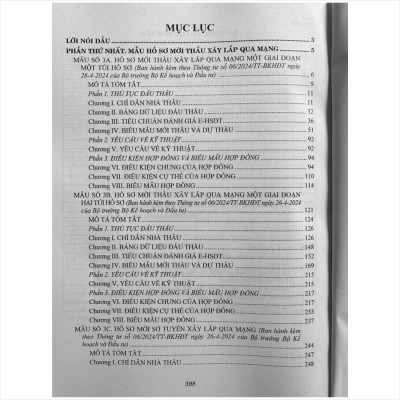 Sách Tuyển Tập Các Mẫu Hồ Sơ Mời Thầu Xây Lắp Qua Mạng – Thông tư 06/2024/TT-BKHĐT - Thông tư số 07/2024/TT-BKHĐT (V2419D)