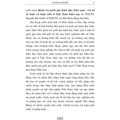 Quản trị quốc gia hiện đại, hiệu quả cơ sở lý luận và thực tiễn ở Việt Nam hiện nay - bản in 2024 (bìa cứng)