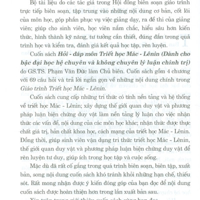 Hỏi - Đáp Môn Triết Học Mác - Lênin (Dùng cho bậc đại học hệ chuyên và không chuyên lý luận chính trị)