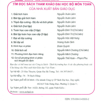 Toán Học Cao Cấp, Tập 3 - Phép Tính Giải Tích Nhiều Biến Số (Tái bản lần thứ hai mươi mốt, năm 2024) - Nguyễn Đình Chí (Chủ biên), Tạ Văn Dĩnh, Nguyễn Hồ Quỳnh 