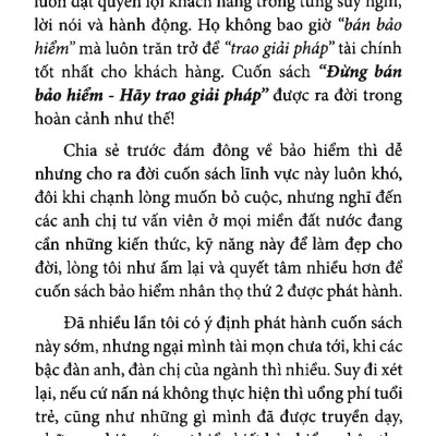 Đừng Bán Bảo Hiểm Hãy Trao Giải Pháp - Sách Gối Đầu Dành Cho Tư Vấn Bảo Hiểm Nhân Thọ (Tái Bản 2020)