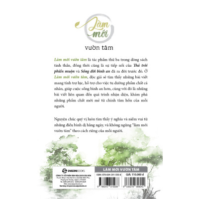 SÁCH - Làm mới vườn tâm - Tác giả Suối Thông - Mvn Books