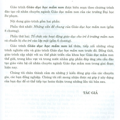 Giáo Trình Giáo Dục Học Mầm Non
