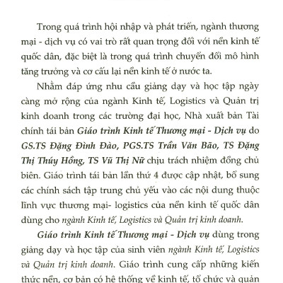 Giáo Trình Kinh Tế Thương Mại-Dịch Vụ (Dành Cho Ngành Kinh Tế, Logistics Và Quản Trị Kinh Doanh)