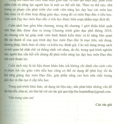Dạy Học Môn Đạo Đức Ở Tiểu Học - Nguyễn Hữu Hợp chủ biên, Nguyễn Thị Thu Hằng 