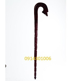 Combo Gậy Batoong gỗ đầu trạm thân  rồng Kèm Cây xỏ giầy gỗ muồng đen KT 55cm