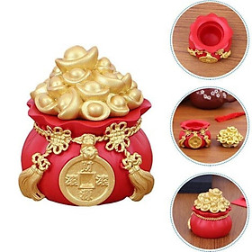 Tượng Thần Tài Hũ Vàng Tài Lộc, Hũ Muối Ông Địa- May Mắn, Bình An, Trang Trí Tết , Túi Vàng Thần Tài Đựng Gạo Muối ( Mở Nắp ) 6x5.5cm