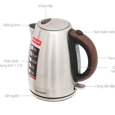 Bình đun siêu tốc Sharp 1.7 lít EKJ-17EVSD-WD - Hàng chính hãng