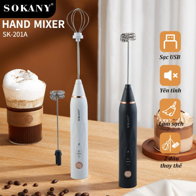 Máy đánh trứng, tạo bọt sữa cafe SOKANY thiết kế cầm tay cỡ nhỏ tiện dụng cho gia đình - SK201A - HÀNG CHÍNH HÃNG - DELIYA