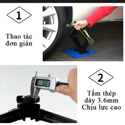 Kích Nâng Gầm 2 Tấn Kèm Cờ Lê - Thiết Kế Nhỏ Gọn, Dễ Dùng Cho Ô Tô, Xe Máy