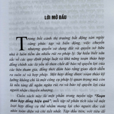 Soạn Thảo Hợp Đồng Hiệu Quả - Tuyển Tập Hợp Đồng Chuyển Nhượng Quyền Sử Dụng Đất, Quyền Sở Hữu Nhà Ở - Góc Nhìn Bên Nhận Chuyển Nhượng