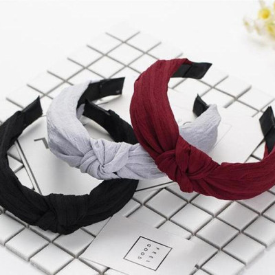 Bờm cài tóc turban nữ BN20B bản to màu đỏ đô