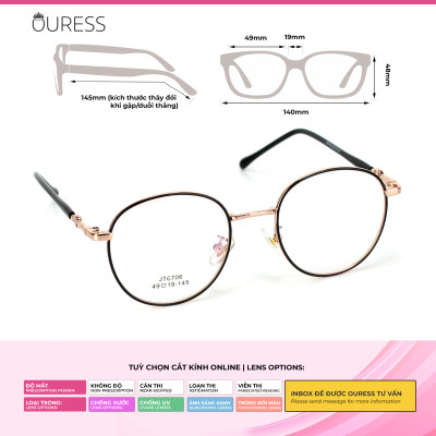 Gọng kính hợp kim thời trang nam nữ siêu nhẹ siêu bền OURESS JT6706