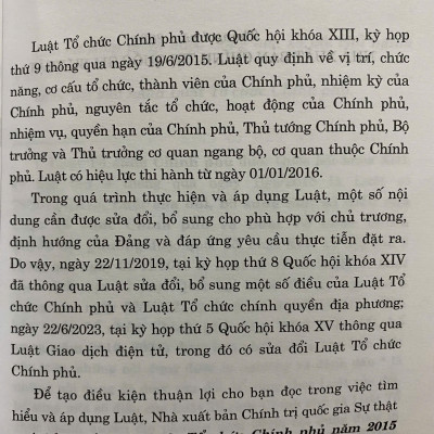Luật Tổ Chức Chính Phủ ( sửa đổi, bổ sung năm 2019, 2023)