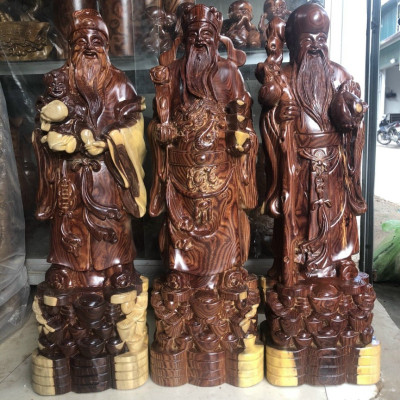 Tượng phật tam đa phúc lộc thọ bằng gỗ trắc cao 40×11×13cm